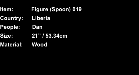  Item:	Figure (Spoon) 019 Country:	Liberia People:	Dan Size:	21